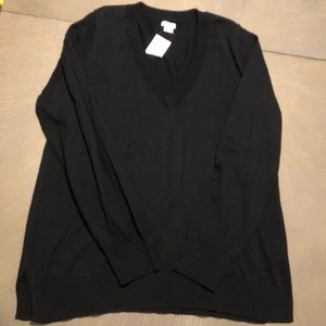 J.Crew Black Large deep v sweater New NWT.